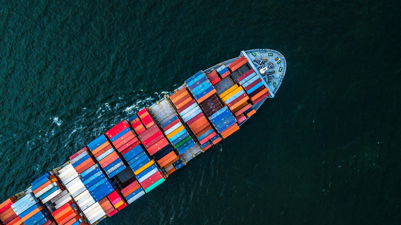 aerial view of a ship container